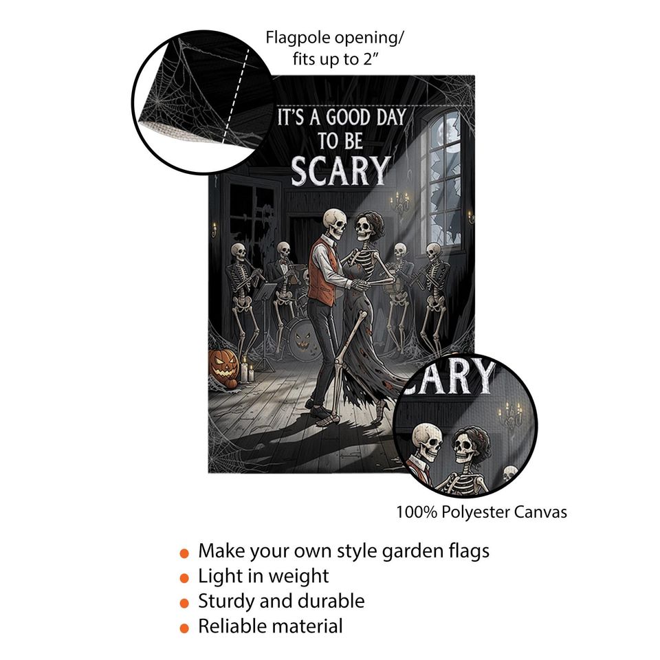 Dancing Skeleton Halloween Garden Flag  Gothic Ballroom Couple