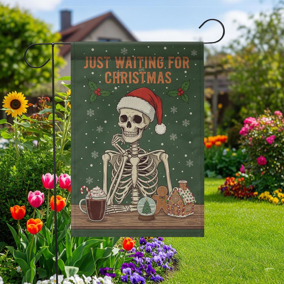 Skeleton Flag with Christmas Text