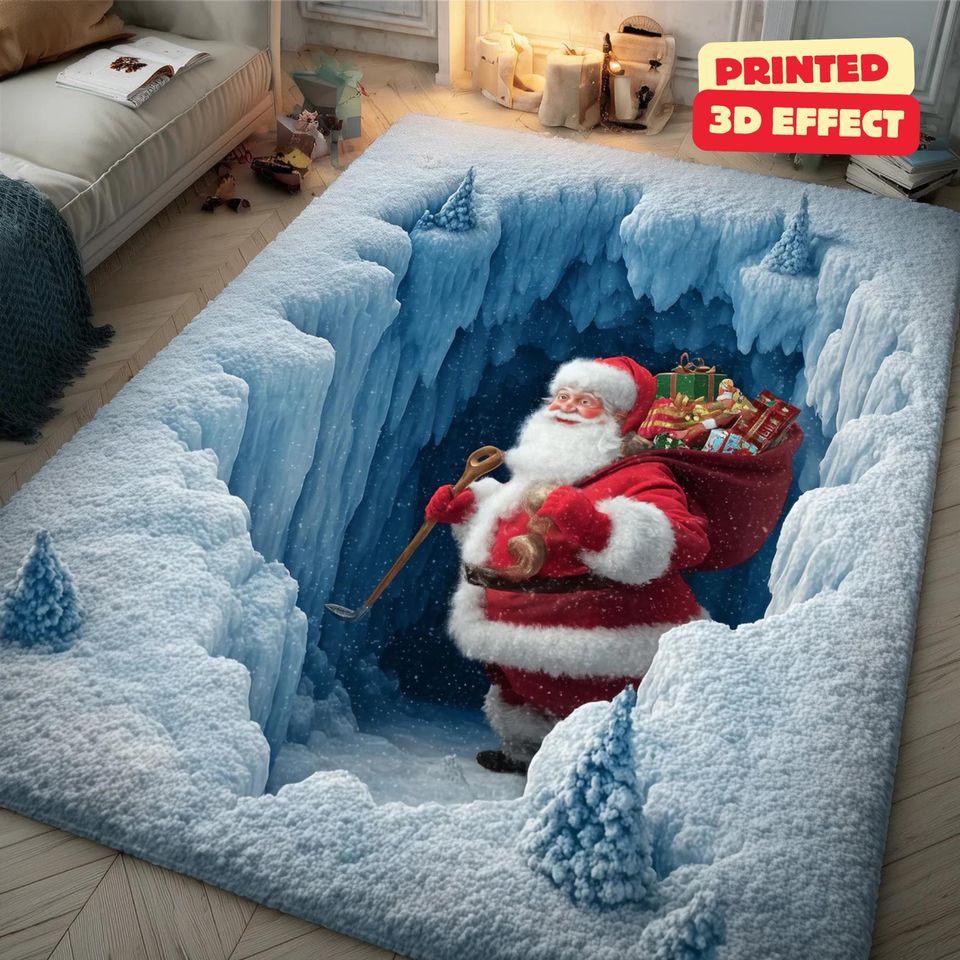 Santa Claus Christmas 3D Printed Area Rug, Christmas Rug, Christmas Decor Christmas Welcome Door Mat Winter Home Decor Christmas Decoration