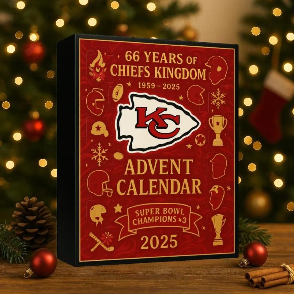Kansas City Chiefs 66th Anniversary Advent Calendar 2025 | 24 Days of Chiefs Kingdom & Super Bowl Ornaments | KC Fan Gift Set