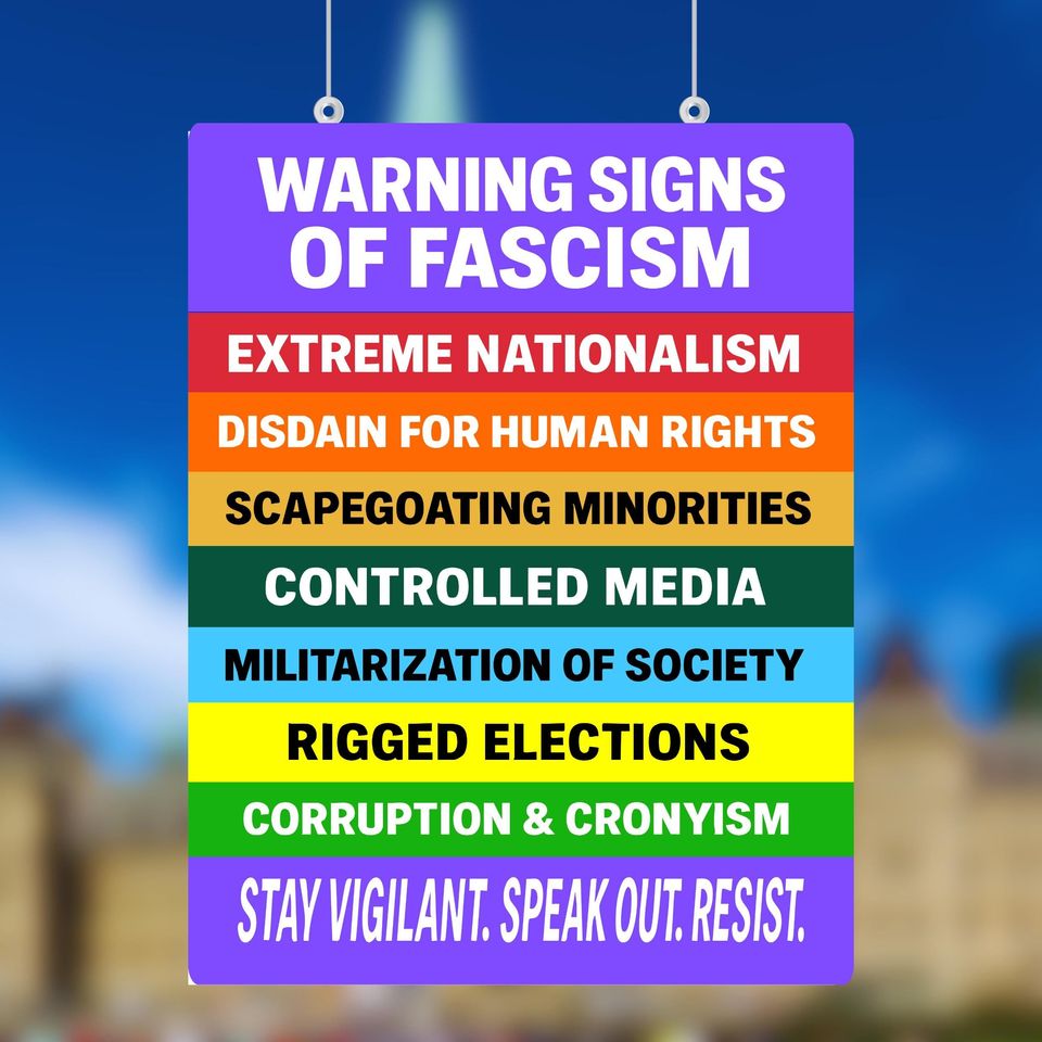 Fascism Warning Sign  Anti-Trump Printable  No Kings Protest Download  Pro Democracy 2025 Activist Art  Digital Protest Sign