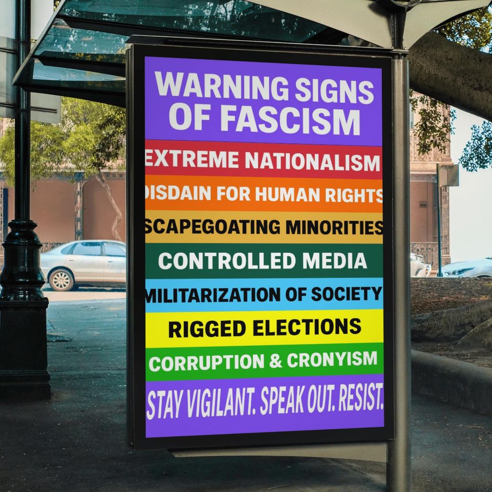 Fascism Warning Sign  Anti-Trump Printable  No Kings Protest Download  Pro Democracy 2025 Activist Art  Digital Protest Sign