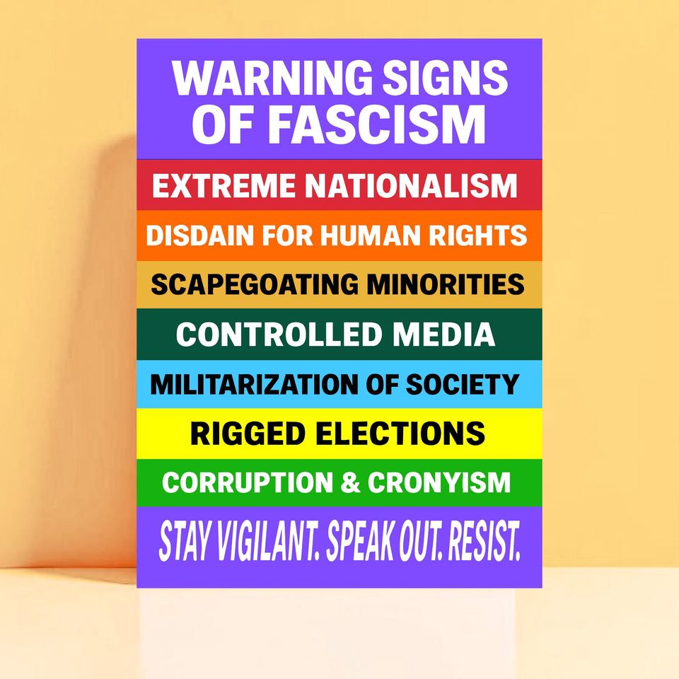 Fascism Warning Sign  Anti-Trump Printable  No Kings Protest Download  Pro Democracy 2025 Activist Art  Digital Protest Sign