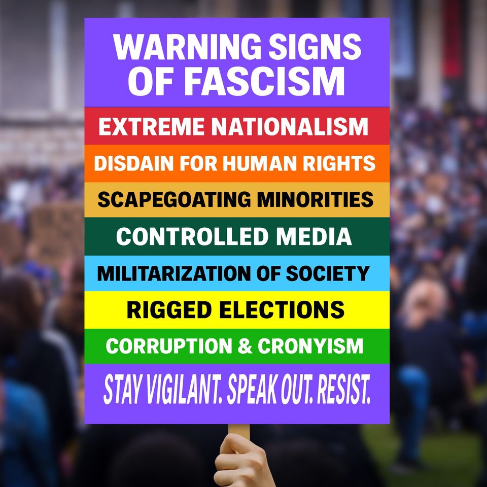 Fascism Warning Sign  Anti-Trump Printable  No Kings Protest Download  Pro Democracy 2025 Activist Art  Digital Protest Sign