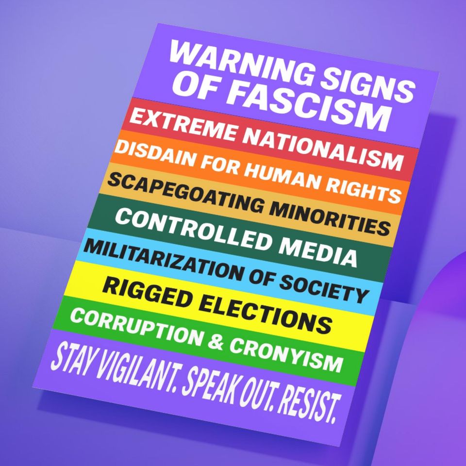 Fascism Warning Sign  Anti-Trump Printable  No Kings Protest Download  Pro Democracy 2025 Activist Art  Digital Protest Sign