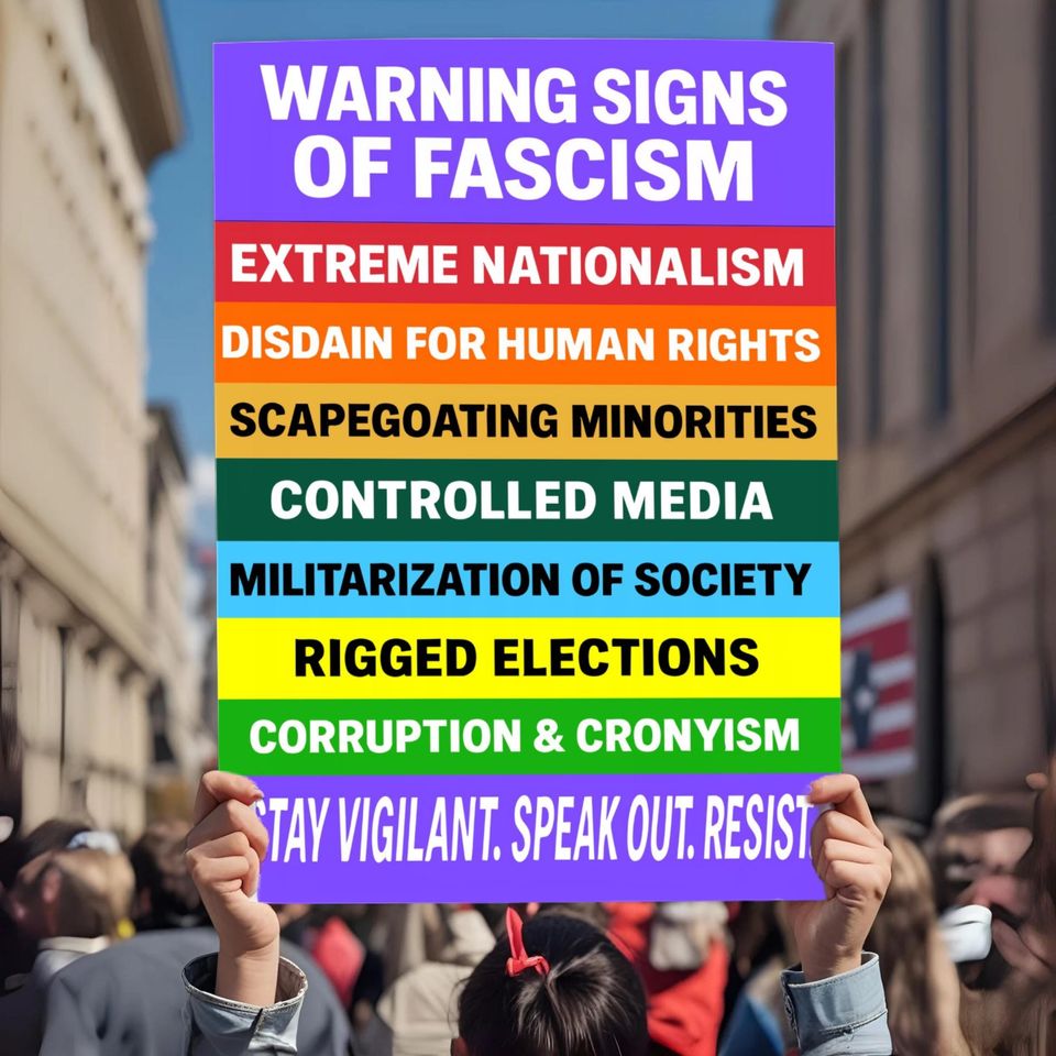 Fascism Warning Sign  Anti-Trump Printable  No Kings Protest Download  Pro Democracy 2025 Activist Art  Digital Protest Sign