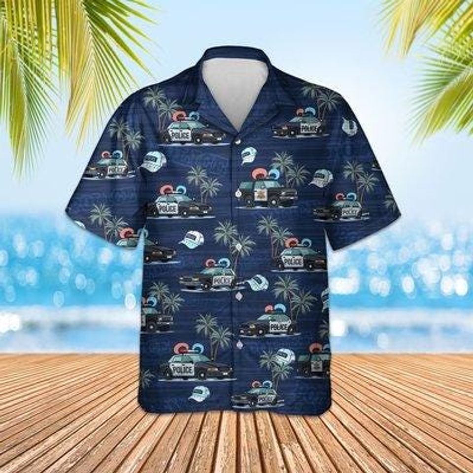 Police Car Hawaiian Shirt, Unisex Short Sleeve Vacation Top