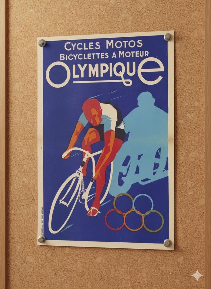 Retro Olympics Cycling Poster | Vintage Wall Art | Mid-Century Modern Sport Print