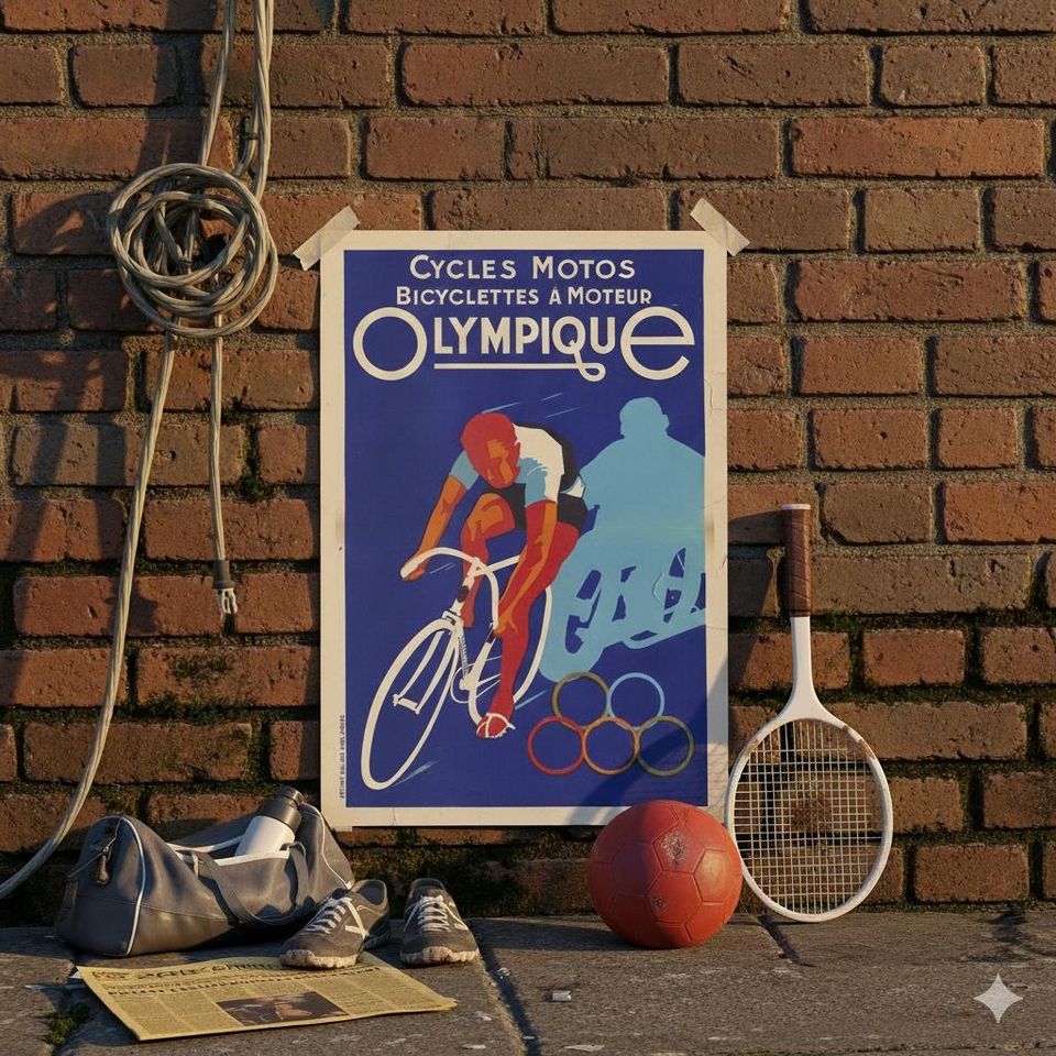 Retro Olympics Cycling Poster | Vintage Wall Art | Mid-Century Modern Sport Print