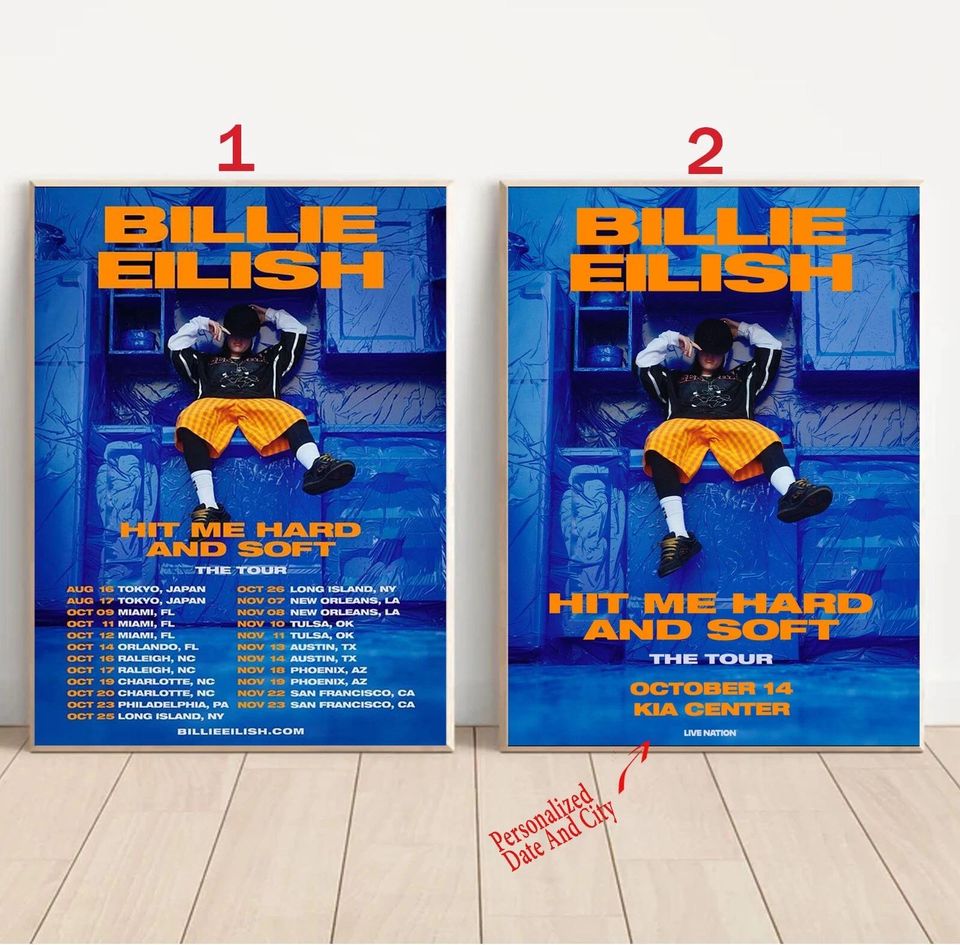 Custom Billie Eilish hit me hard and soft Tour US 2025 Poster