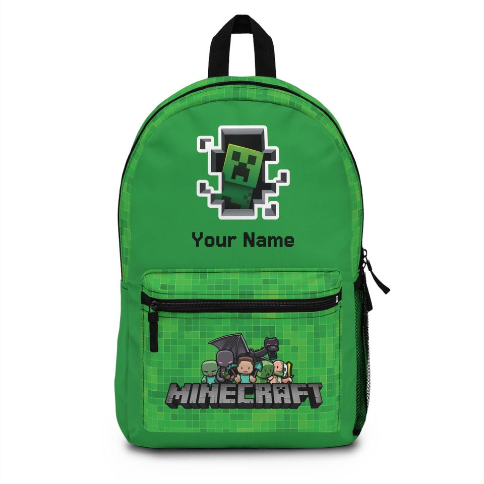 Custom Minecraft Backpack, Personalized School Bag, Gamer Gift, Kids Backpack, Unique Back to School Accessory