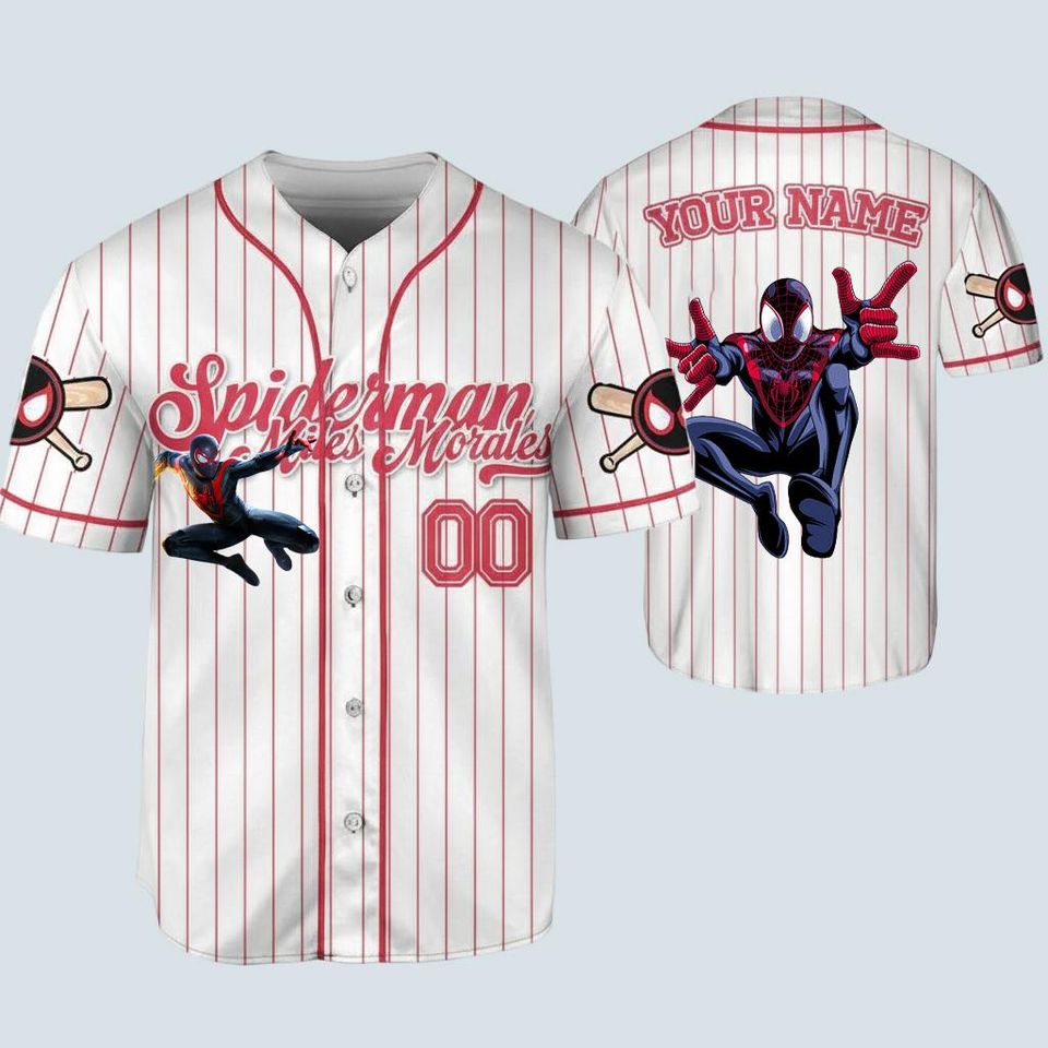 Personalized Spider-Man Miles Morales Baseball Jersey for Kids and Adults