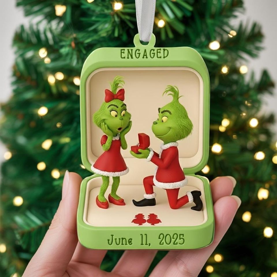 Custom funny character Couple Engaged Acrylic Ornament, funny character Ornament, Couple Ornament, Christmas Ornament, Newlywed Ornament The funny character Xmas Decor