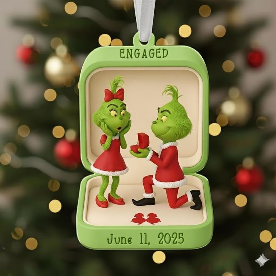 Custom funny character Couple Engaged Acrylic Ornament, funny character Ornament, Couple Ornament, Christmas Ornament, Newlywed Ornament The funny character Xmas Decor