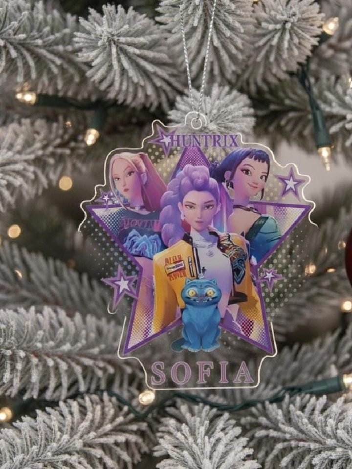 Personalized Huntrix Acrlic Ornament with Name, Kpop Demon Hunter Ornament, Saja Girls Ornament, Huntrix Merch, Kpop Rumi Mira Zoey Ornament