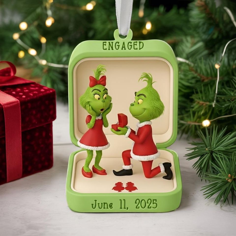 Custom funny character Couple Engaged Acrylic Ornament, funny character Ornament, Couple Ornament, Christmas Ornament, Newlywed Ornament The funny character Xmas Decor