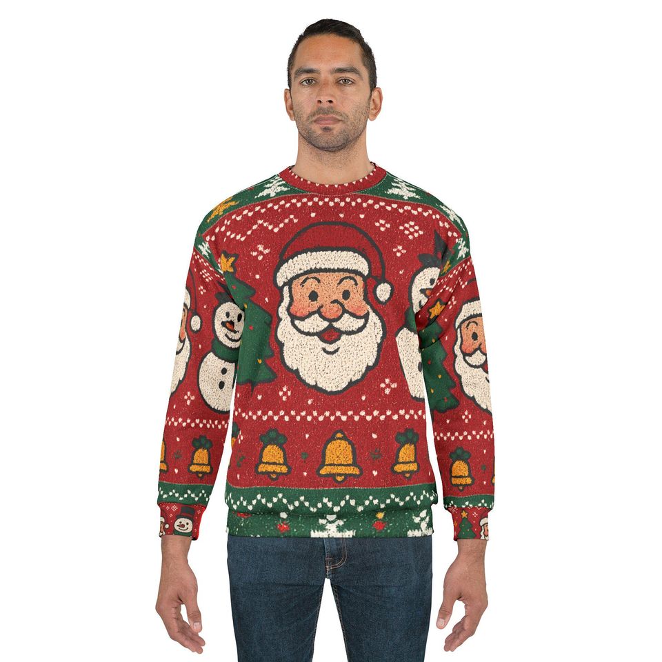 Santa and Snowman Ugly Christmas Sweater