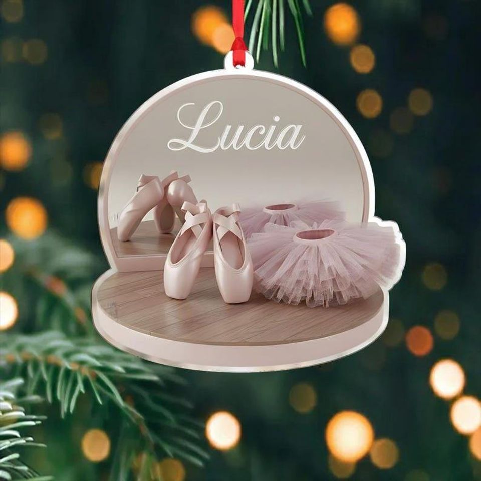 Personalized 2D FLAT Acrylic Ballet Ornament, Custom Ballerina Christmas Decor, Dance Lover Gift Keepsake, Ballet Shoes Ornament