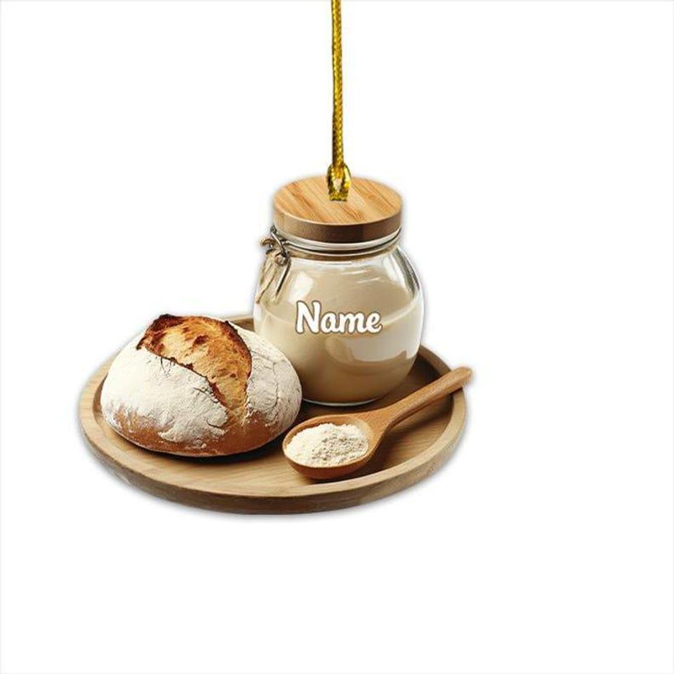 Personalized Sourdough Starter Jar Christmas Ornament, Sourdough Bread Ornament, Sourdough Ornament Gift, Baking Lovers Gift