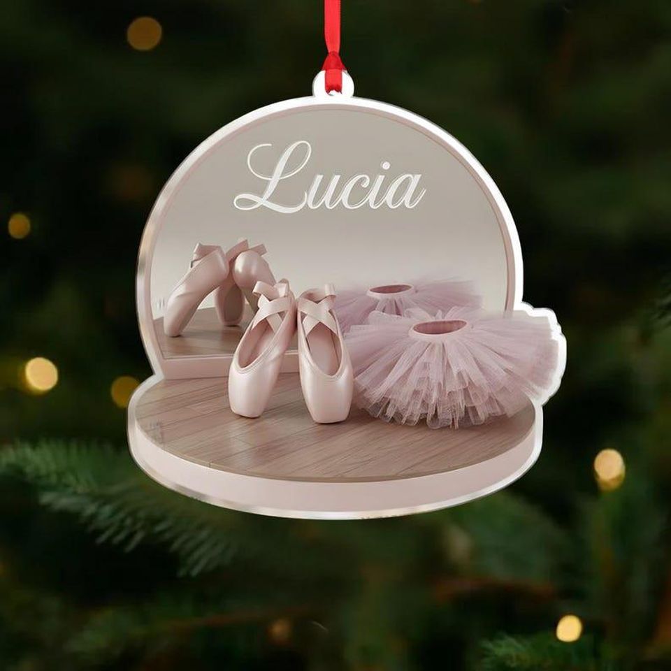 Personalized 2D FLAT Acrylic Ballet Ornament, Custom Ballerina Christmas Decor, Dance Lover Gift Keepsake, Ballet Shoes Ornament