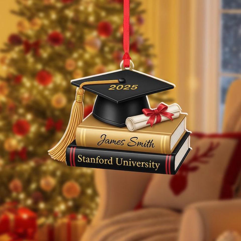 Graduation Ornament 2025  Cap, Diploma & Books Keepsake