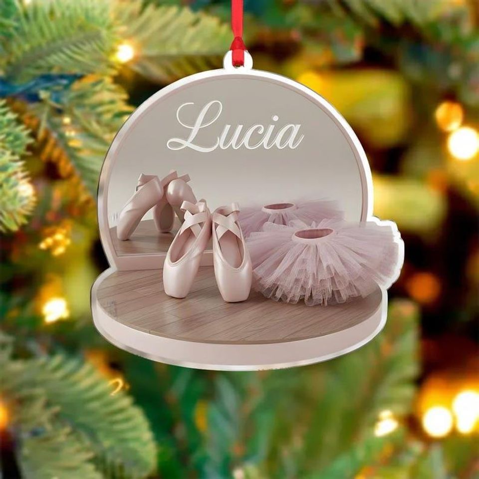 Personalized 2D FLAT Acrylic Ballet Ornament, Custom Ballerina Christmas Decor, Dance Lover Gift Keepsake, Ballet Shoes Ornament