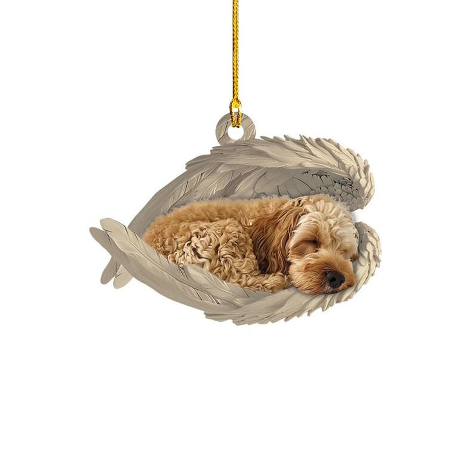 Personalized Cockapoo Dog Sleeping Angel Wings Ornament, Cockapoo Dog Christmas Ornament Gift, Cockapoo Dog Car Ornament Decor