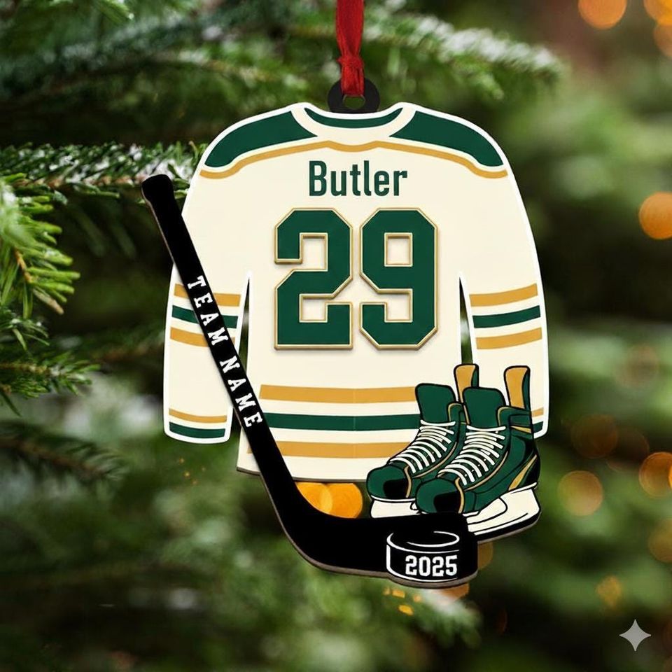 Personalized Hockey Jersey Ornament: Custom 2 Layer Team Colors Gift