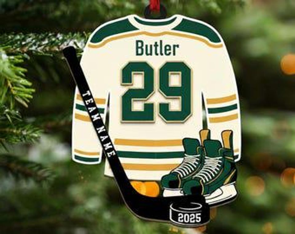 Personalized Hockey Jersey Ornament: Custom 2 Layer Team Colors Gift