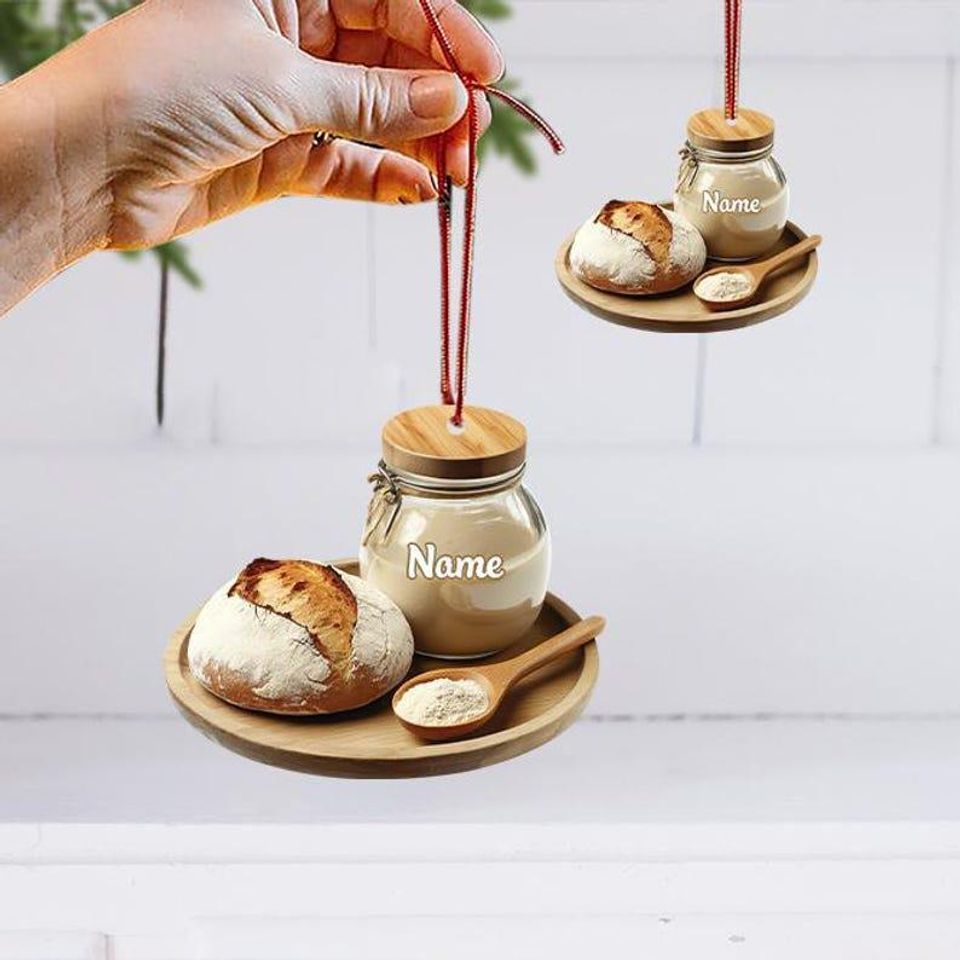 Personalized Sourdough Starter Jar Christmas Ornament, Sourdough Bread Ornament, Sourdough Ornament Gift, Baking Lovers Gift