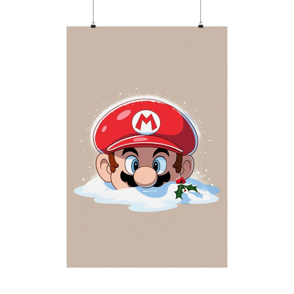 Christmas Super Mario Vertical Poster Wall Art