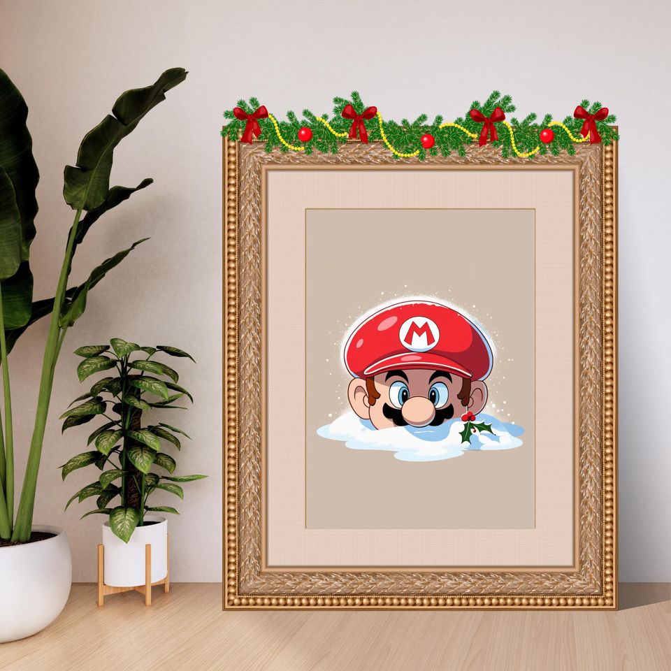 Christmas Super Mario Vertical Poster Wall Art