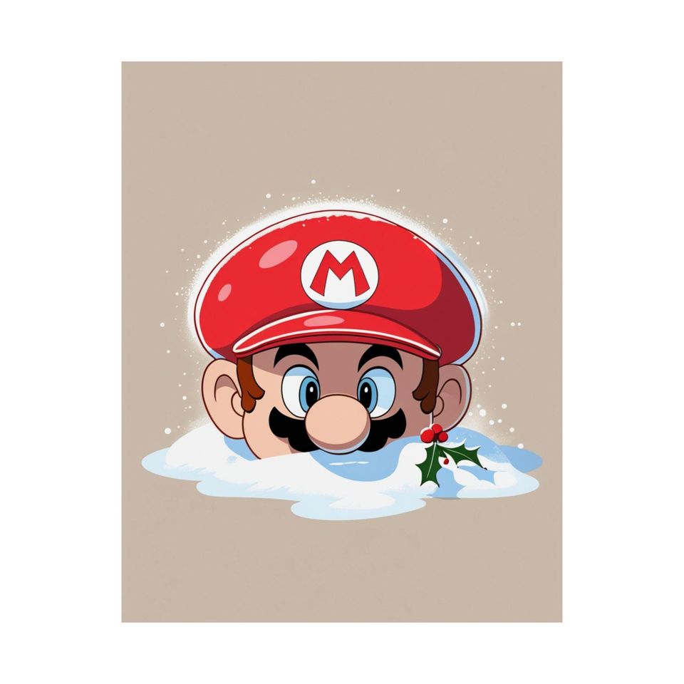 Christmas Super Mario Vertical Poster Wall Art