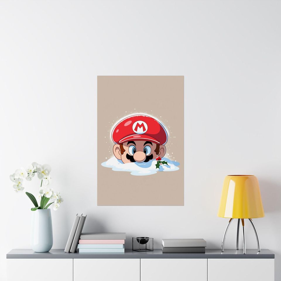 Christmas Super Mario Vertical Poster Wall Art