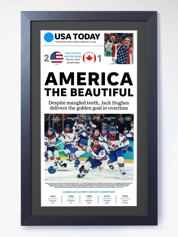 2026 USA Hockey - America The Beautiful - Gold Medal Vs Canada Poster( No Framed )