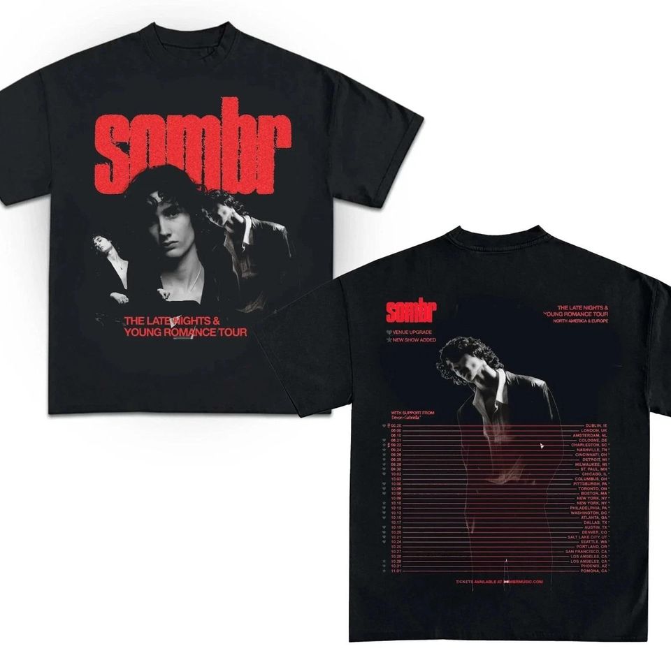 Sombr The Late Nights & Young Romance Tour Double Sided T-Shirt