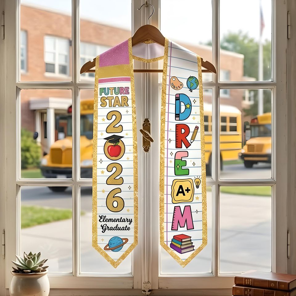 Custom Name Kid Graduation Stole, Grad Gift for Kids, Class of 2026 Kindergarten Stole, Kids Graduation Sash, Preschool Graduation Stole