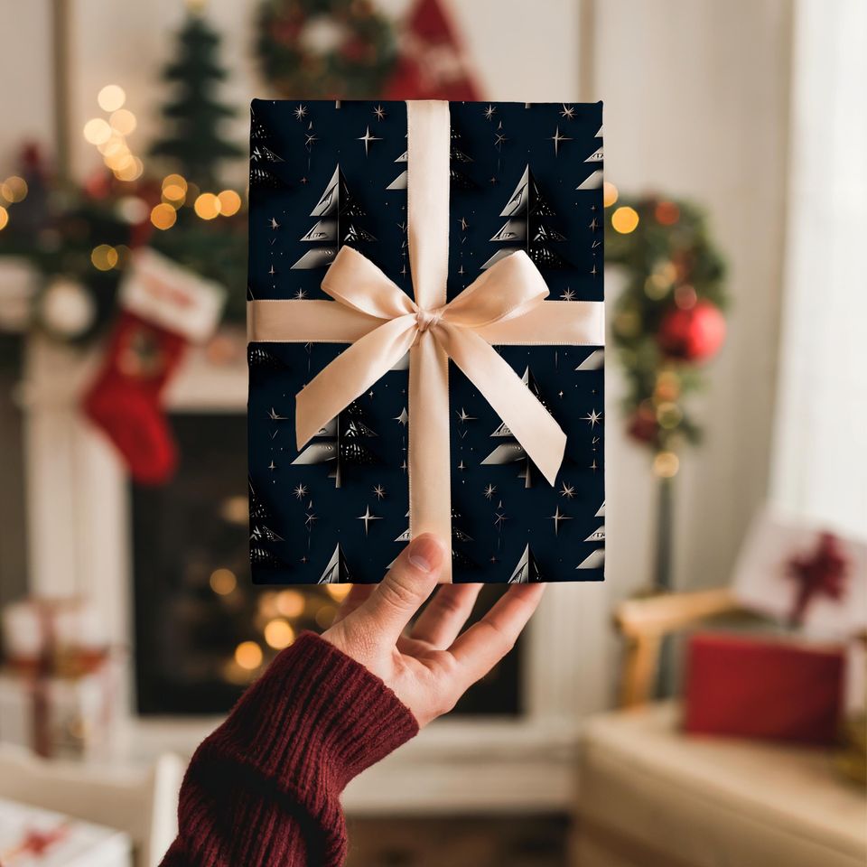 Christmas Tree Gift Wrapping Paper | Satin Finish, Eco-Friendly
