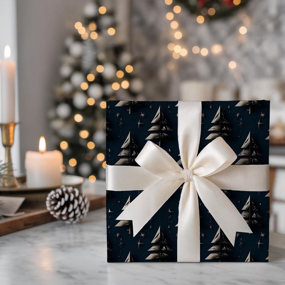 Christmas Tree Gift Wrapping Paper | Satin Finish, Eco-Friendly