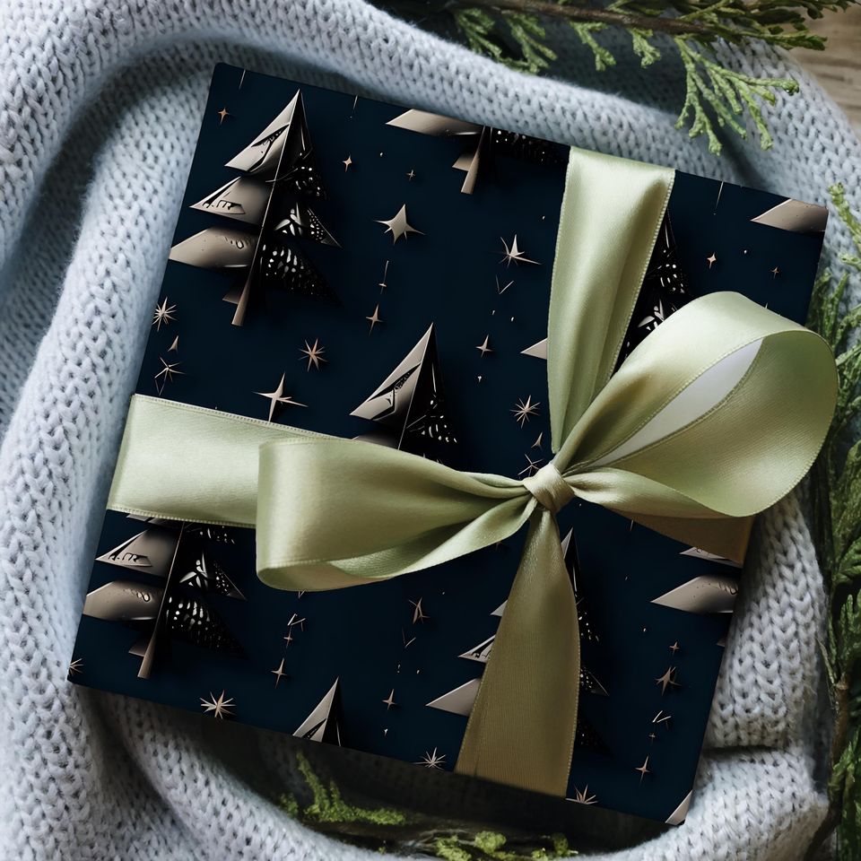 Christmas Tree Gift Wrapping Paper | Satin Finish, Eco-Friendly
