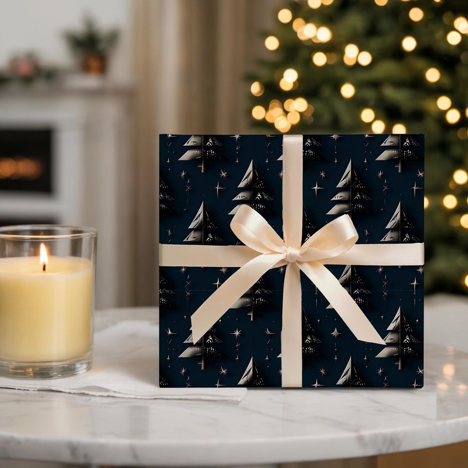 Christmas Tree Gift Wrapping Paper | Satin Finish, Eco-Friendly