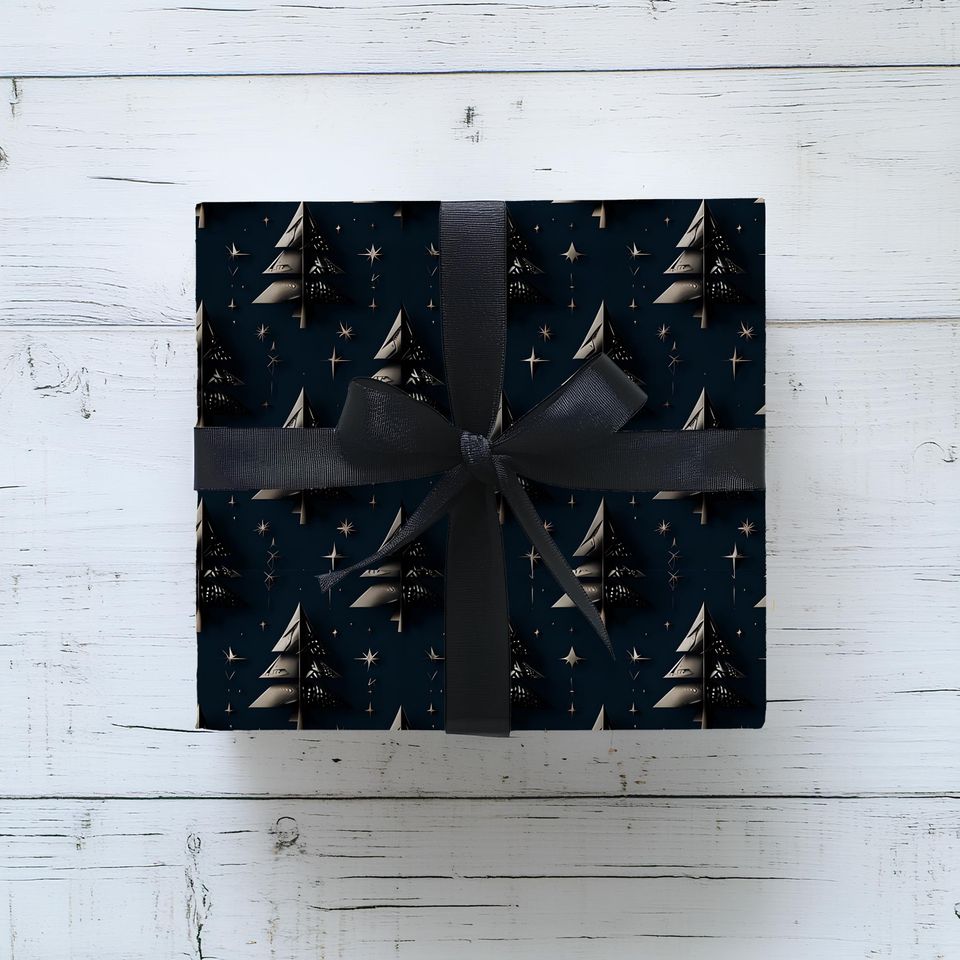 Christmas Tree Gift Wrapping Paper | Satin Finish, Eco-Friendly