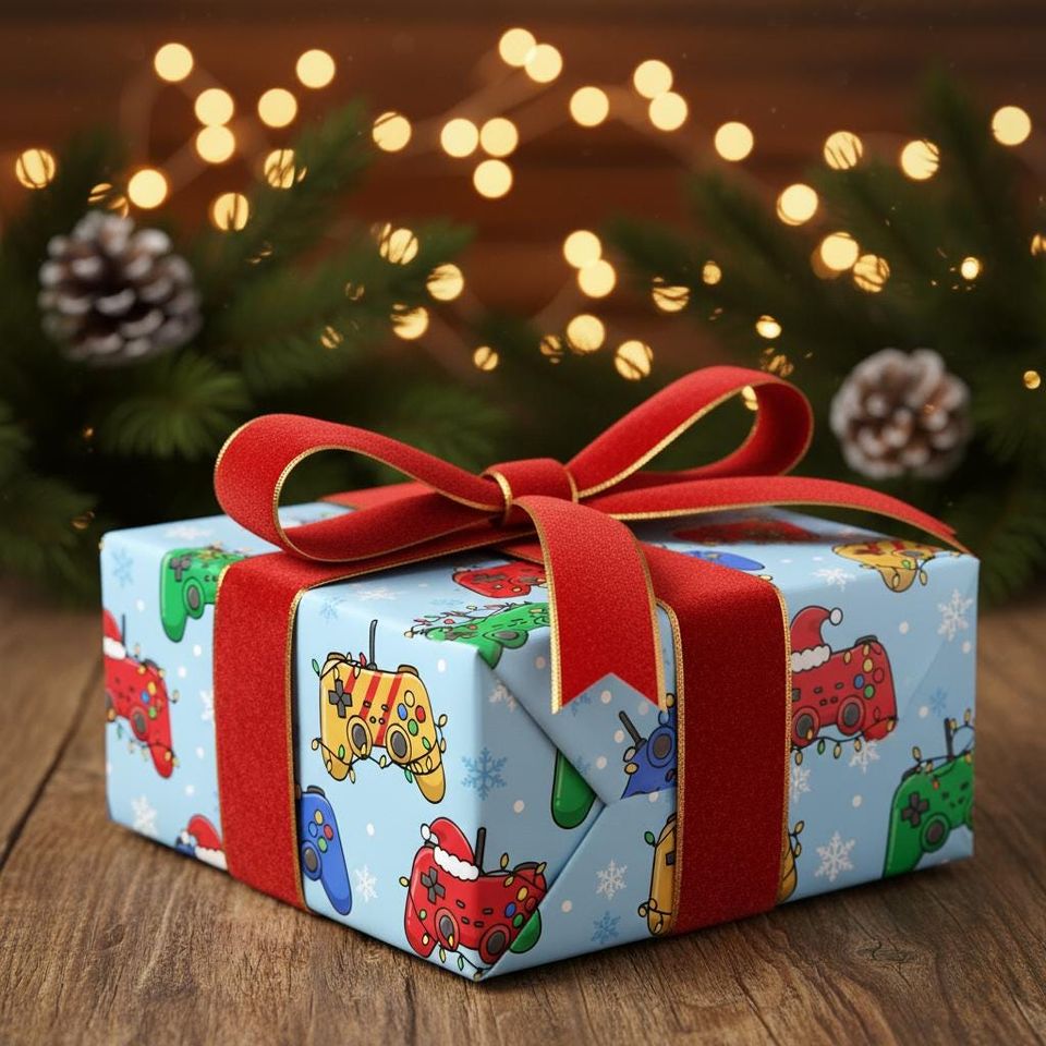 Video Game Christmas Wrapping Paper: Gamer Controller Design