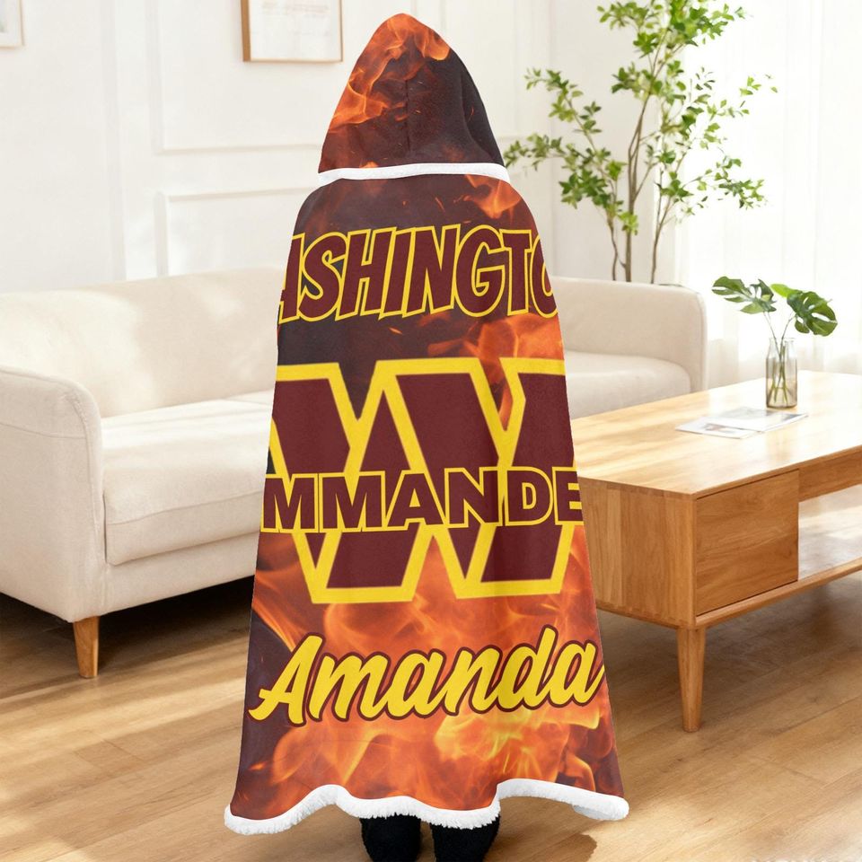Washington Commanders Personalized Wearable Fleece Hooded Blanket
