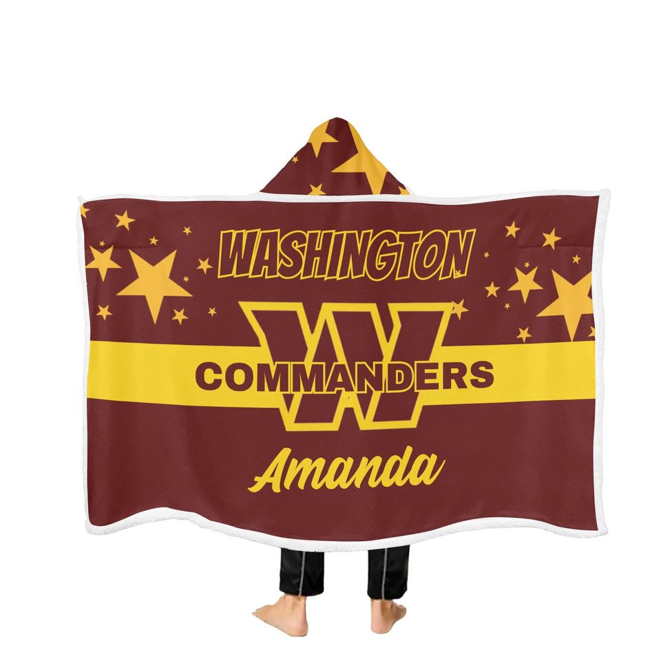 Washington Commanders Personalized Wearable Fleece Hooded Blanket