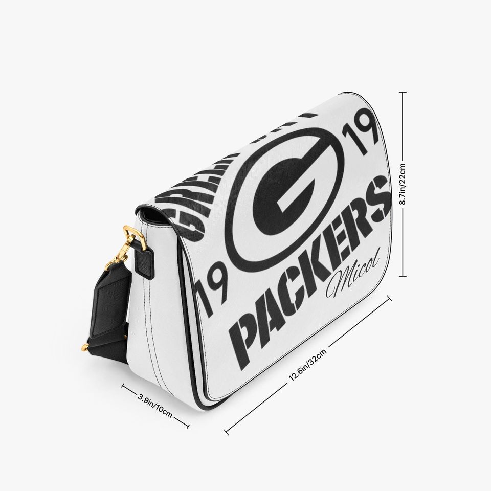 Personalized Packers Messenger Bag with Name, Custom Football Fan Crossbody, Green Bay Packers Gift for Him Her