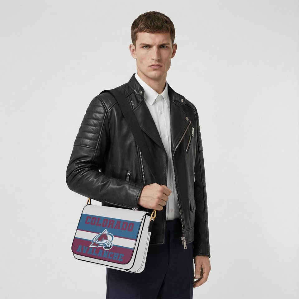 Personalized Colorado Avalanche Messenger Bag, Custom Name NHL Hockey Fan Crossbody Gift