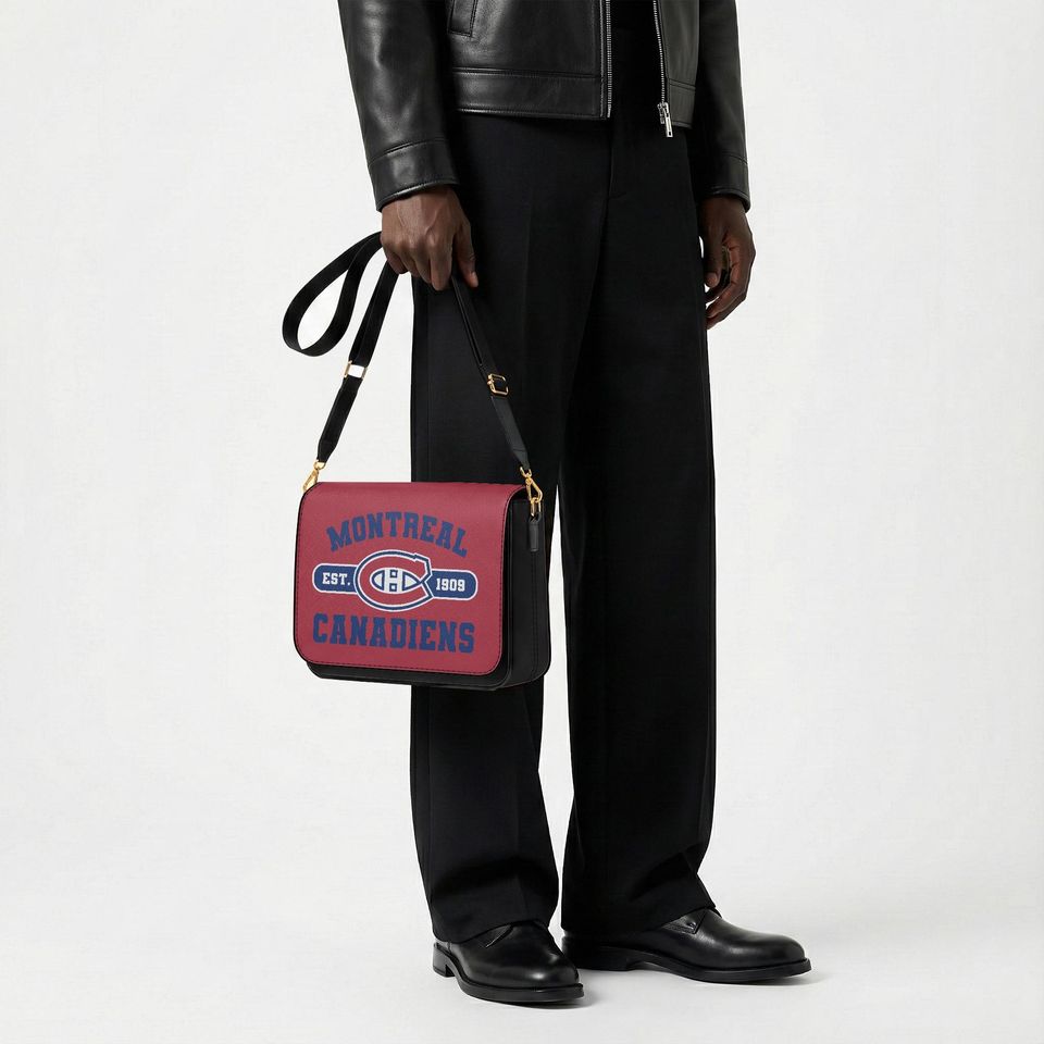 Custom Montreal Canadiens Messenger Bag, Personalized NHL Hockey Gift for Canadiens Fans