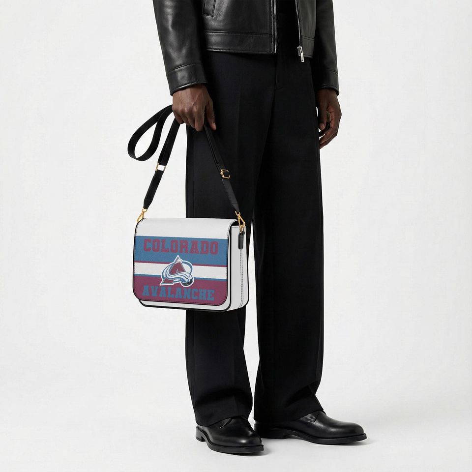 Personalized Colorado Avalanche Messenger Bag, Custom Name NHL Hockey Fan Crossbody Gift