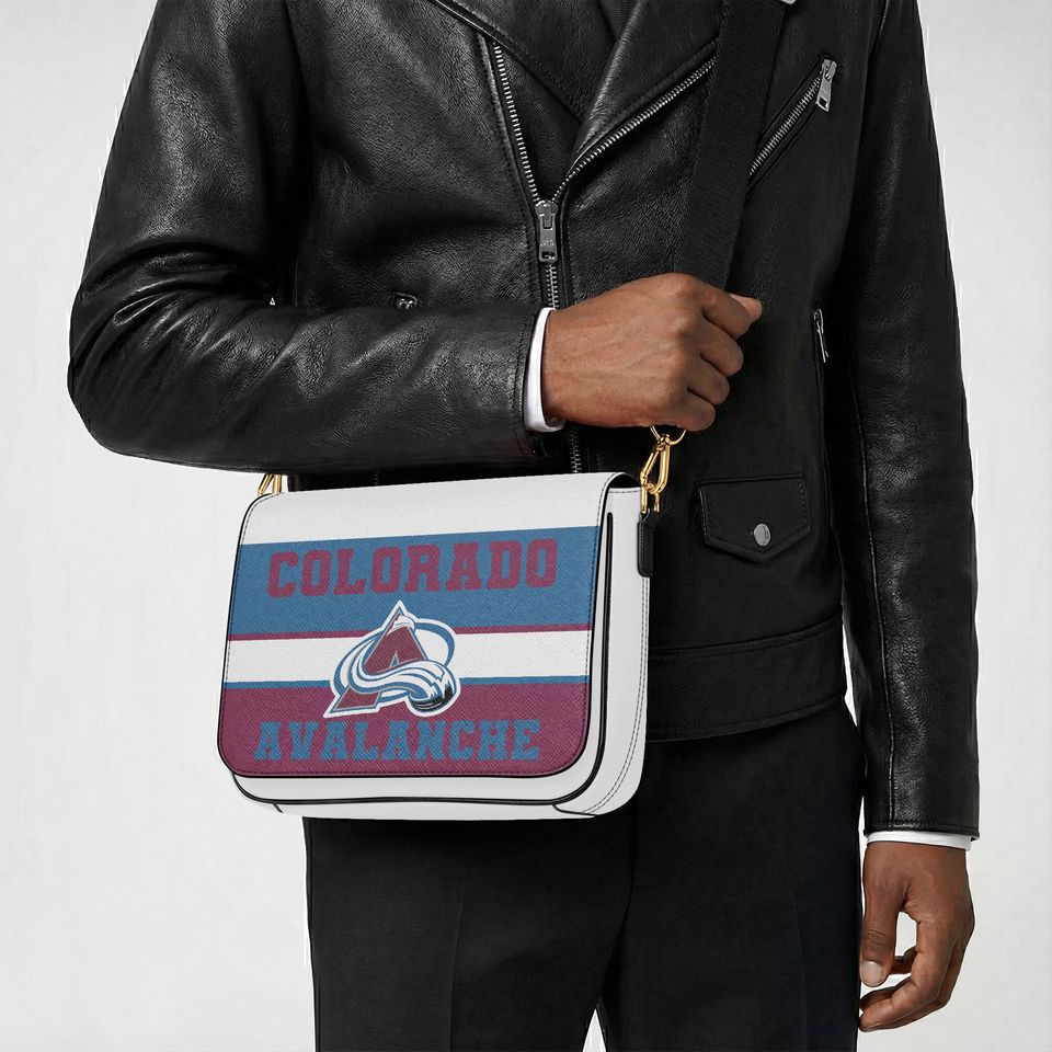 Personalized Colorado Avalanche Messenger Bag, Custom Name NHL Hockey Fan Crossbody Gift